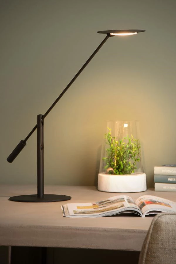 Lucide ANSELMO - Lampe de bureau - Ø 18 cm - LED Dim. - 1x9W 3000K - Noir - ambiance 2